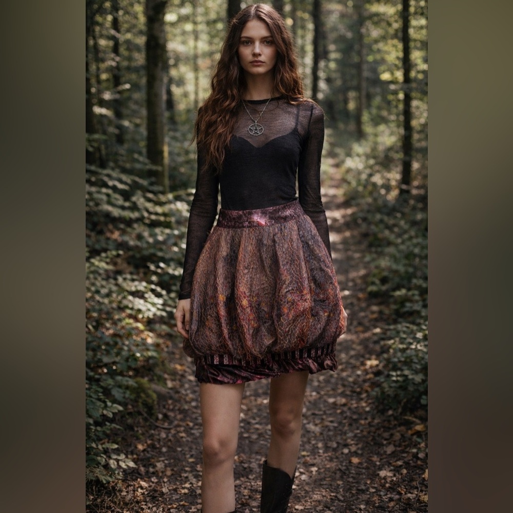 Obstinee by Ika Vintage Bubble Skirt Velvet and Lace Size 10